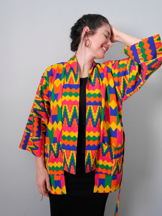 Kimono ceinturé "Kente"